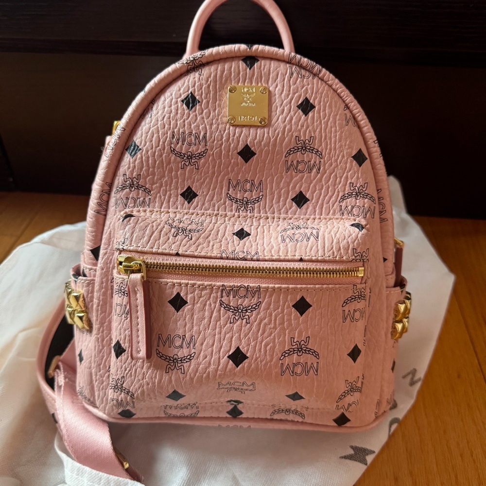 MCM Blush Pink Backpack with Gold Details